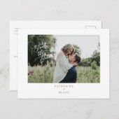 Webサイシンプルト付き結婚の写真の日付を保存 案内ポストカード (正面/裏面)