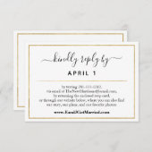 Webサイシンプルト金ゴールドス結婚クリプト/披露宴RSVP 出欠カード (正面/裏面)