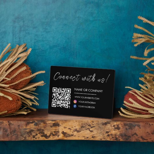 Webサイトに接続Qrコードソーシャルメディアブラック フォトプラーク (側面)