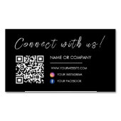 Webサイトに接続Qrコードソーシャルメディアブラック マグネット名刺 (正面)