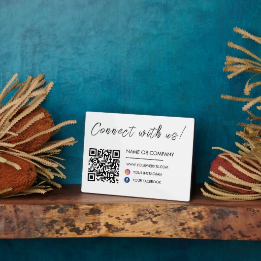 Webサイトに接続Qrコードソーシャルメディアホワイト フォトプラーク (側面)