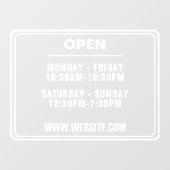 Webサイトの運用時間のトランスペアレント ウィンドウサイン (シート)