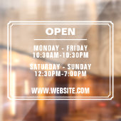 Webサイトの運用時間のトランスペアレント ウィンドウサイン (シート2)