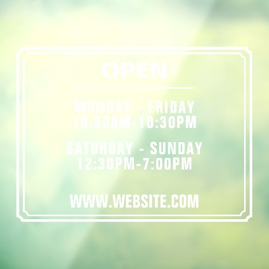 Webサイトの運用時間のトランスペアレント ウィンドウサイン (シート3)