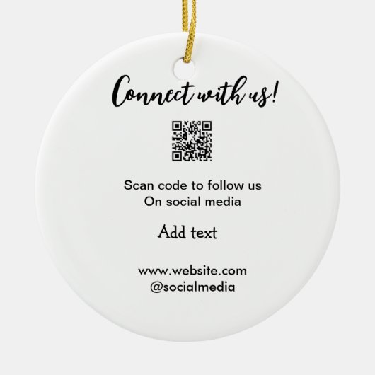 Webサイトの電子メールを追加するQRコードをスキャンして接続 セラミックオーナメント (正面)