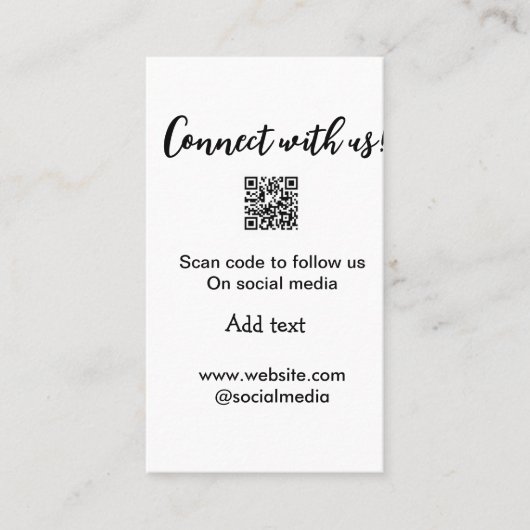 Webサイトの電子メールを追加するQRコードをスキャンして接続 名刺 (正面)