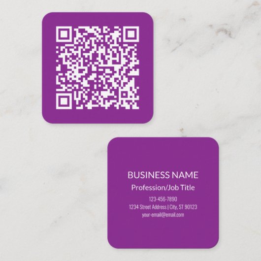 WebサイトのURLを使用したインスタントQRコード | パープル スクエア名刺 (正面/裏面)