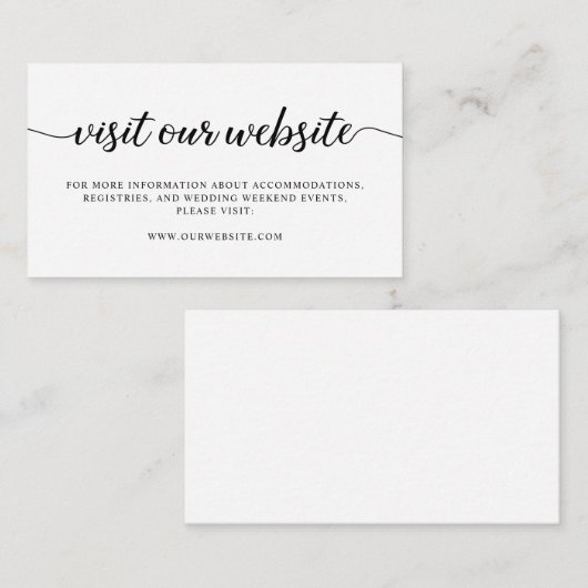 Webサイトへのアクセス結婚式招待状挿入カード エンクロージャーカード (正面/裏面)