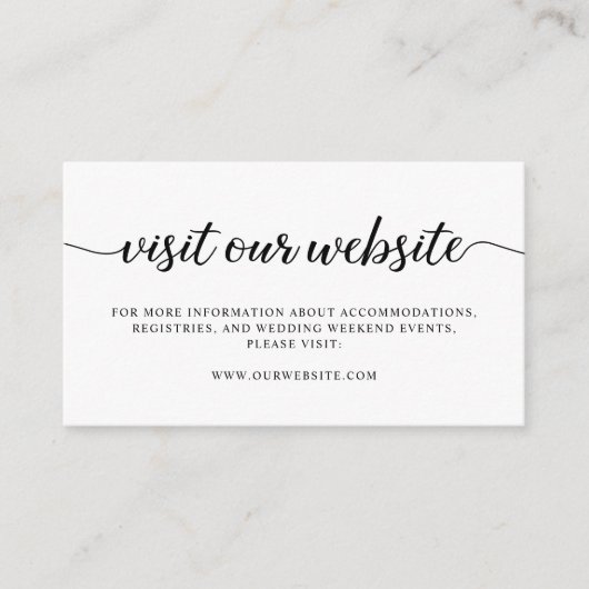 Webサイトへのアクセス結婚式招待状挿入カード エンクロージャーカード (正面)