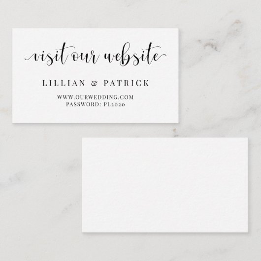 Webサイトへのアクセス結婚式招待状挿入カード エンクロージャーカード (正面/裏面)