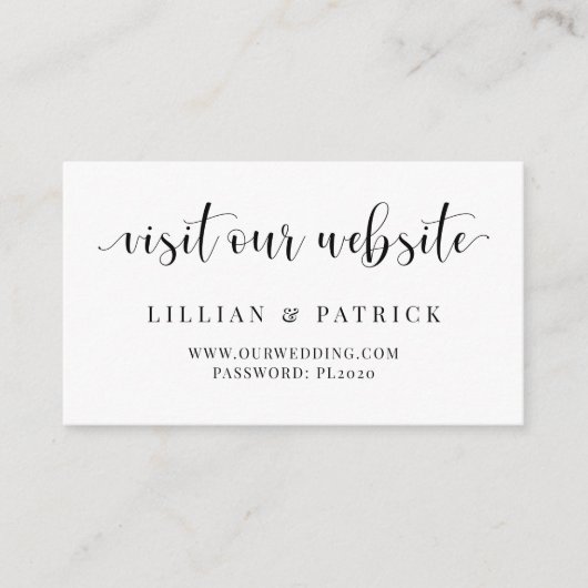 Webサイトへのアクセス結婚式招待状挿入カード エンクロージャーカード (正面)