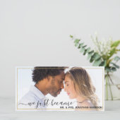 Webサイトシンプルエレガントブラック&金ゴールドたった今結婚しました 案内状 (スタンド正面)