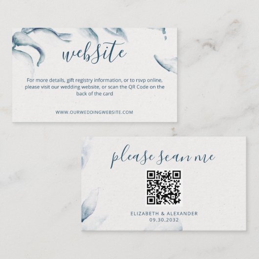 WebサイトQRコードブルー水色モダンシンプル エンクロージャーカード (正面/裏面)