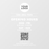 WebサイトQRコード付きビジネスロゴ&営業時間 ウィンドウサイン (シート)