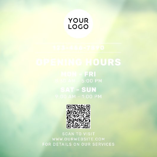 WebサイトQRコード付きビジネスロゴ&営業時間 ウィンドウサイン (シート3)
