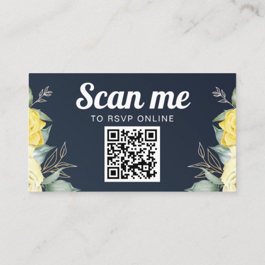 WebサイトQRコード黄色の水色モダンネイビーブルー エンクロージャーカード (裏面)