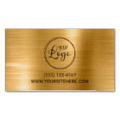 WebサイトURLゴールドフォイル付きブラックロゴ マグネット名刺 (正面)