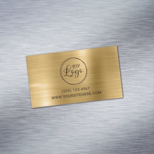 WebサイトURLゴールドフォイル付きブラックロゴ マグネット名刺 (インサイチュ)