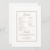 Webサイフォーマルトの結婚詳細ホワイト金ゴールド文字 招待状 (正面/裏面)