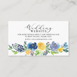 Webサ結婚イトネイビーブルー&イエローフローラ 名刺
