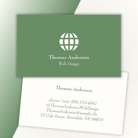Web Designミニマルモダンリストの緑と白 名刺