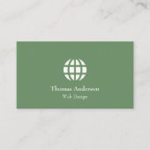 Web Designミニマルモダンリストの緑と白 名刺 (正面)