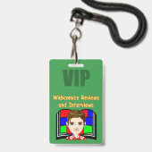 Webcomicsレビューとインタビューのバッジ バッジ (正面（ネックストラップ付）)