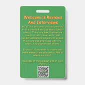 Webcomicsレビューとインタビューのバッジ バッジ (裏面)