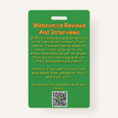 Webcomicsレビューとインタビューのバッジ バッジ (裏面)