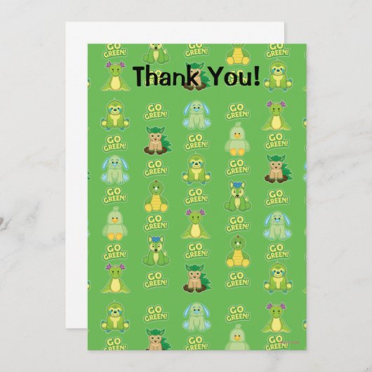 Webkinzの環境にやさしいことをしようパターン サンキューカード (正面/裏面)
