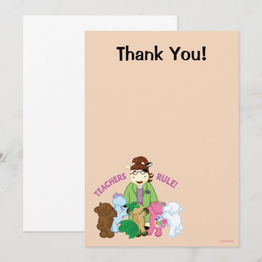 Webkinz: 先生の規則! サンキューカード (正面/裏面)