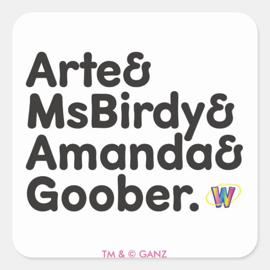 Webkinz Namesデザイン スクエアシール (正面)