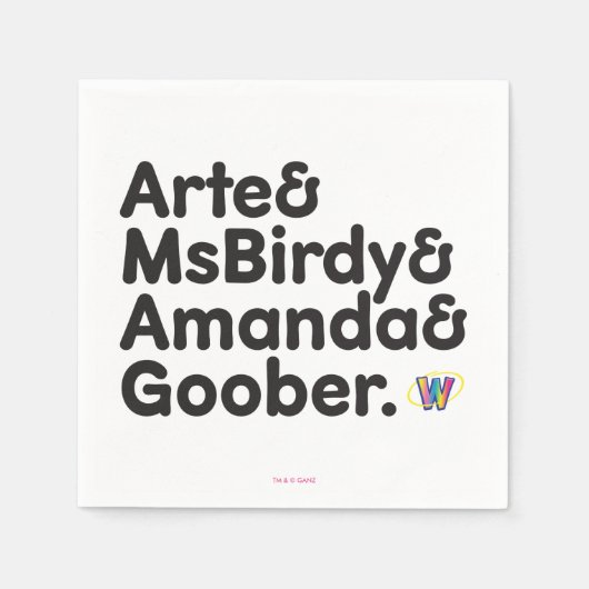 Webkinz Namesデザイン スタンダードカクテルナプキン (正面)