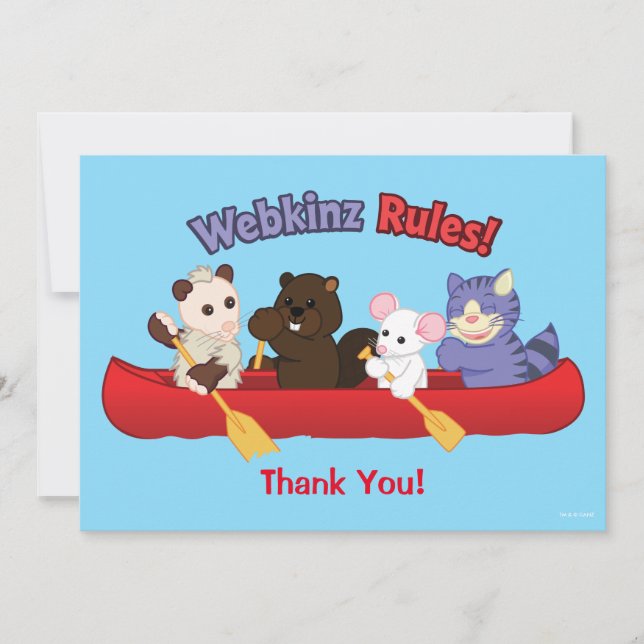 Webkinz | Webkinzの規則のカヌー旅行 サンキューカード (正面)