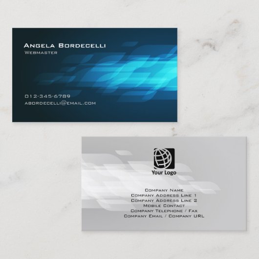 WebmasterコンピュータInternetTechnical BlueFlashback 名刺 (正面/裏面)