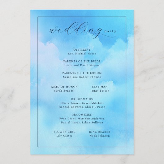 "Wed" Blue Cloudy Sky Ceremony Schedule プログラム (裏面)