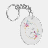 Weddingエレガントな花の氏及び夫人| Keychain キーホルダー (正面左)