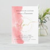 WEDDING | コーラルローズ水彩  招待状 (スタンド正面)