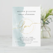 WEDDING | ティールグリーン水彩 招待状 (スタンド正面)