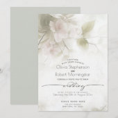 WEDDING  | ボヘミアン風水彩桃の花 招待状 (正面/裏面)