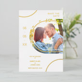 Wedding Abstract Shapes Photo Couple Golden Effect 箔招待状 (立ち正面)