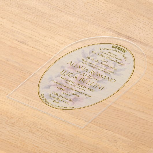 Wedding Acrylic Floral Elegant Minimalist アクリル招待状 (レイダウン)