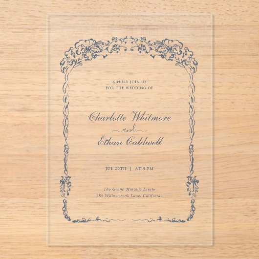 Wedding Acrylic Invitation I Baroque Elegant Frame アクリル招待状 (正面)