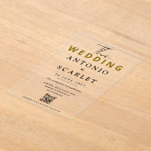 Wedding Aesthetic QR Code Elegant And minimalist アクリル招待状 (レイダウン)