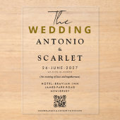 Wedding Aesthetic QR Code Elegant And minimalist アクリル招待状 (正面)