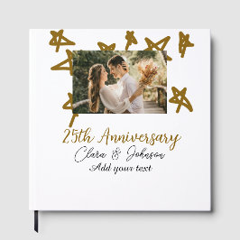 Wedding Anniversary add name year image gold stars ゲストブック