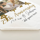 Wedding Anniversary add name year image gold stars シェルパブランケット (3/4)