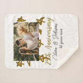 Wedding Anniversary add name year image gold stars シェルパブランケット (正面(横))