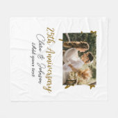 Wedding Anniversary add name year image gold stars フリースブランケット (正面(横))