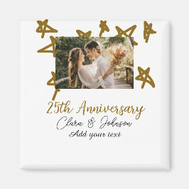 Wedding Anniversary add name year image gold stars マグネット